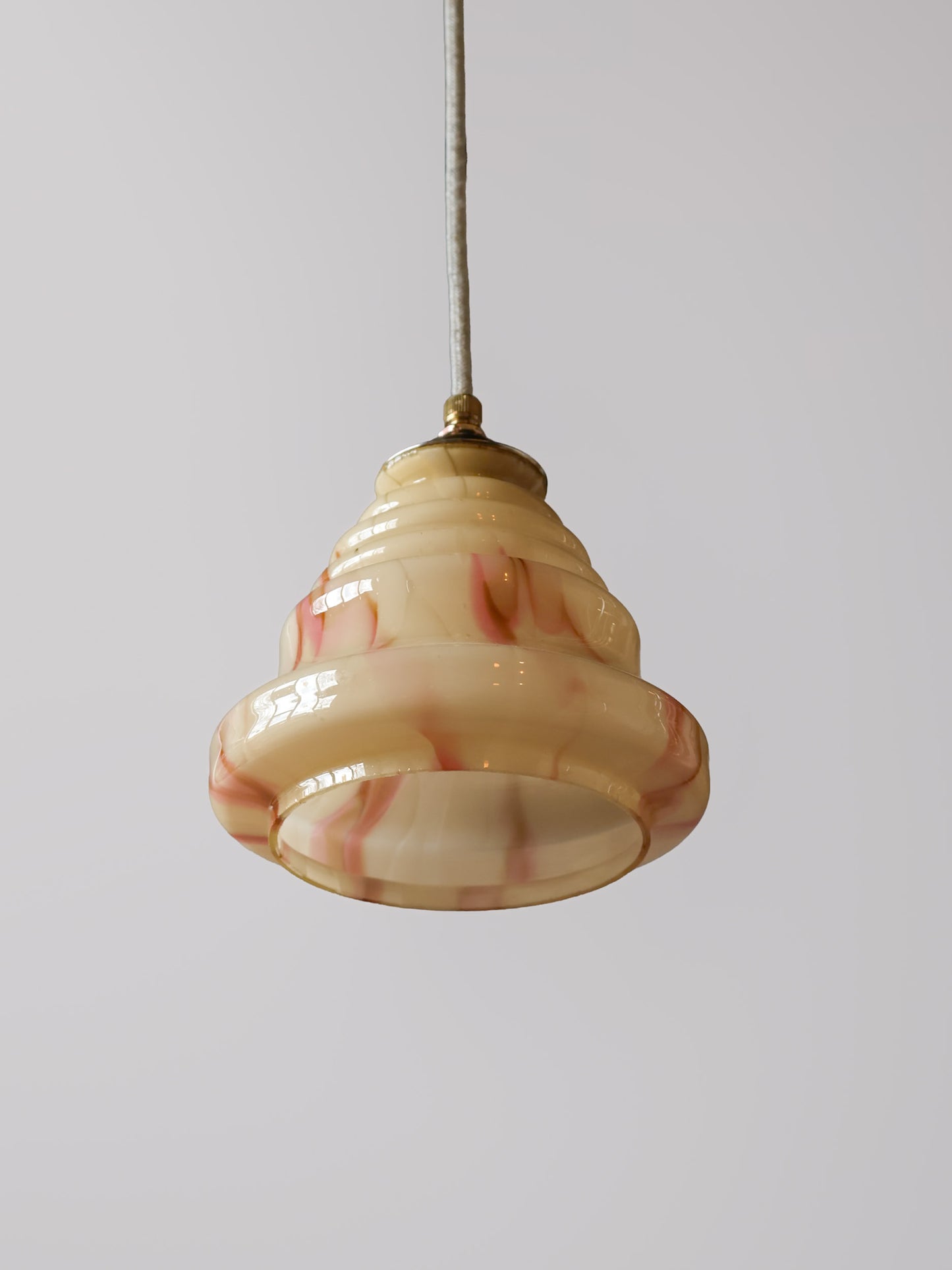beige vintage gemarmerd glas lamp