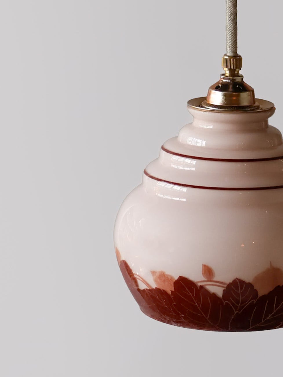 roze vintage opaline glas lamp