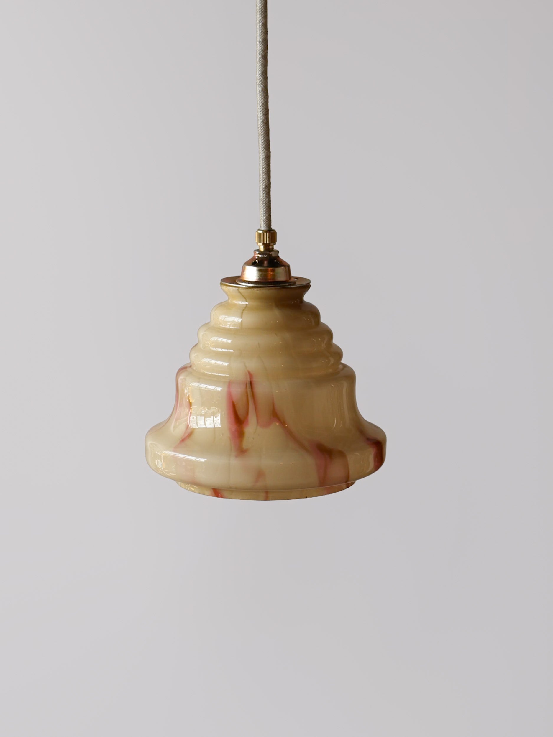 beige vintage gemarmerd glas lamp