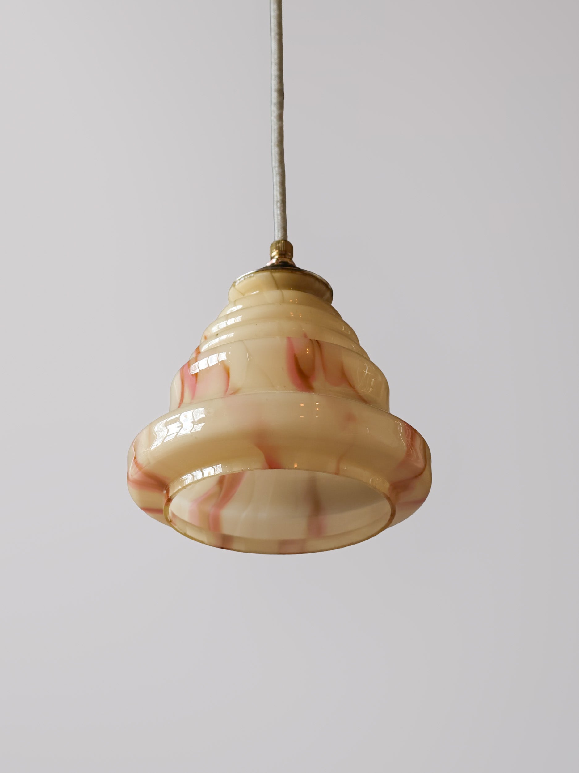 beige vintage gemarmerd glas lamp