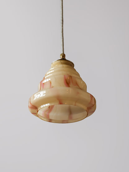 beige vintage gemarmerd glas lamp