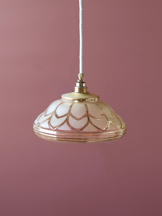 goud vintage beschilderd glas lamp