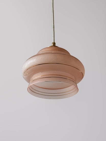 roze vintage gesatineerd glas lamp 