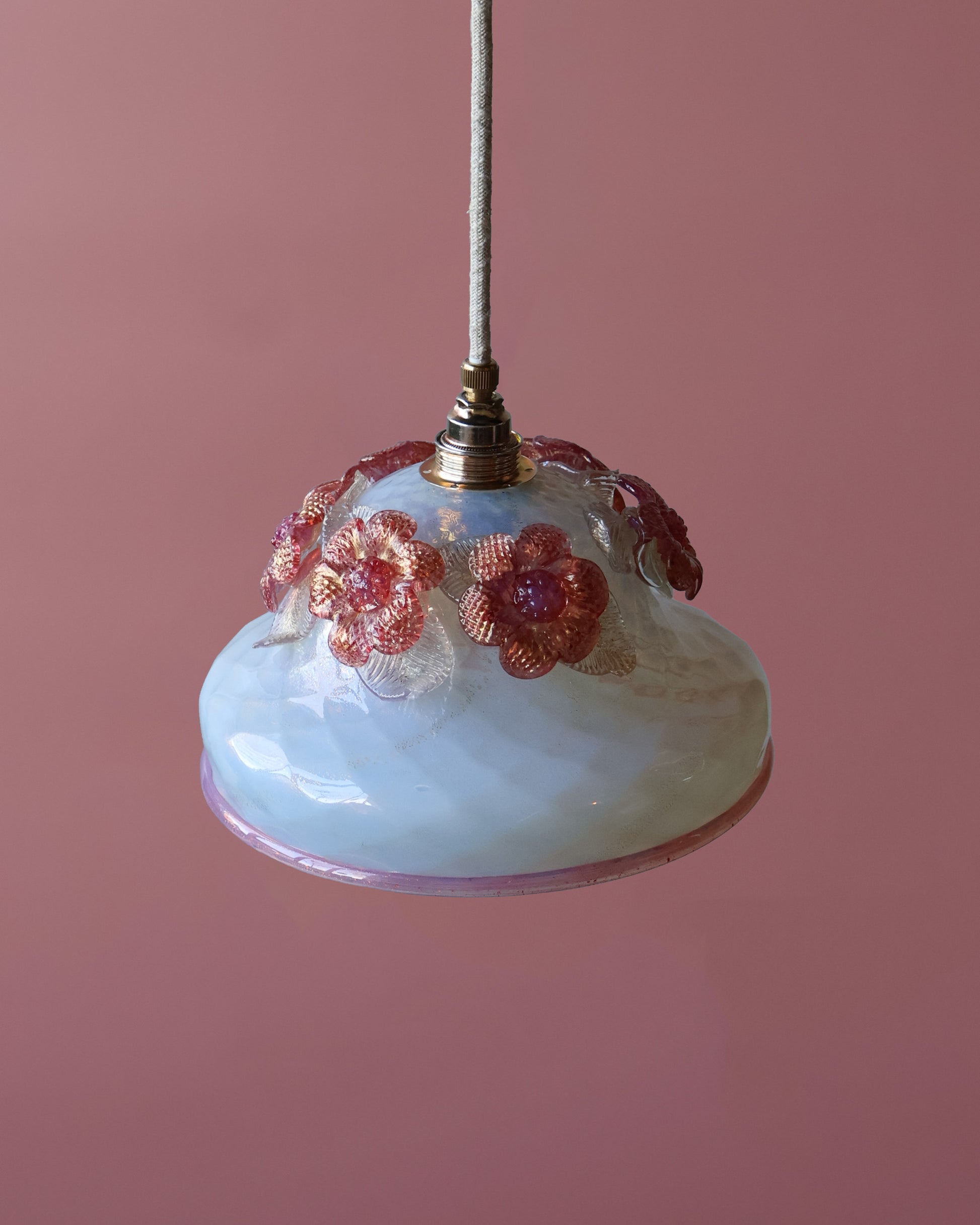 parelmoer vintage lampje van murano glas