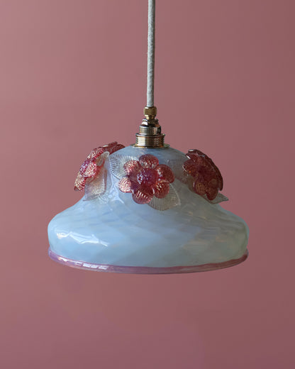 parelmoer vintage lampje van murano glas