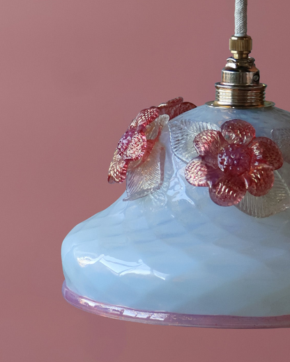 parelmoer vintage lampje van murano glas