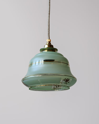 Vintage hanglamp van Lambje met groen beschilderd glas