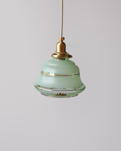 Vintage hanglamp van Lambje met groen beschilderd glas