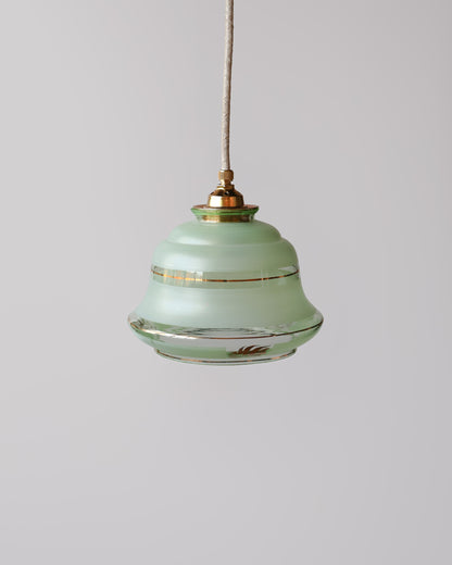 Vintage hanglamp van Lambje met groen beschilderd glas