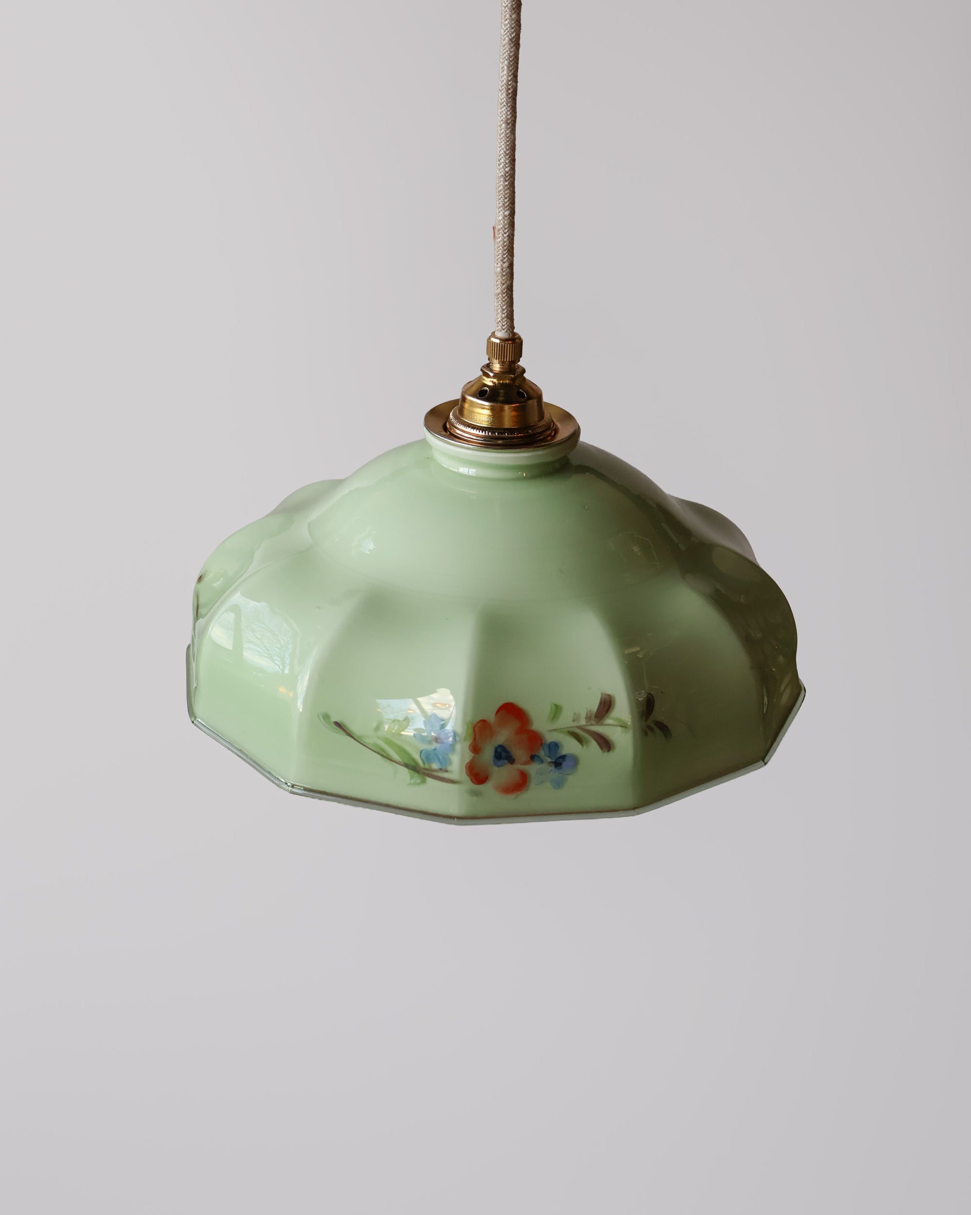 Vintage hanglamp van Lambje met groen 
 opaline glas