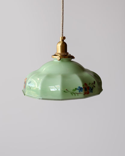 Vintage hanglamp van Lambje met groen 
 opaline glas