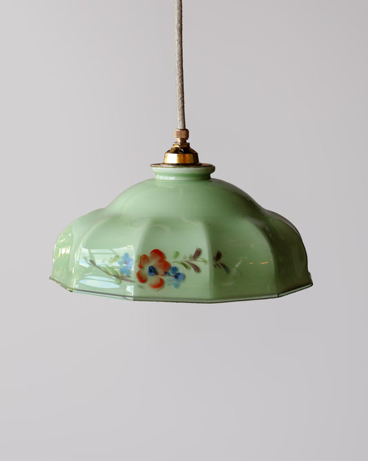 Vintage hanglamp van Lambje met groen 
 opaline glas